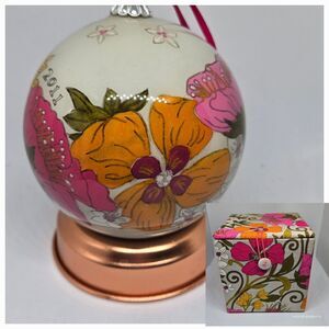 Vera Bradley 2011 Tea Garden  Glass Ball Ornament Christmas   W Box